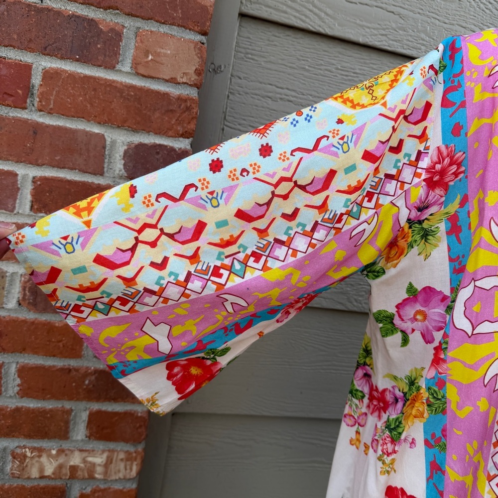 Angel Heart Boutique Embroidered Kimono Style Open Robe Duster Multicolor O/S - Picture 7 of 16